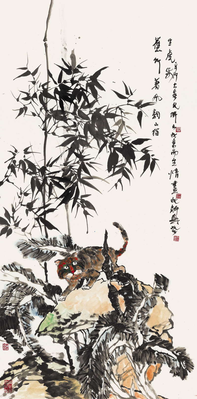 蕉竹暮風(fēng)韻,山貓生虎威   123x246  2011年.jpg